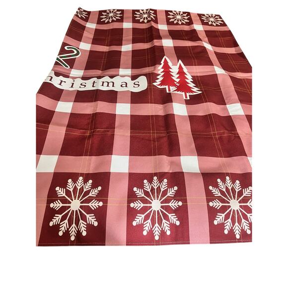 Christmas Tablecloth Red & White Plaid w/ Snowflakes, Trees... 70x54 - Picture 4 of 8
